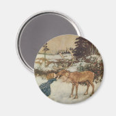 Vintag Gerda und Reindeer von Edmund Dulac Magnet (Vorderseite/Rückseite)