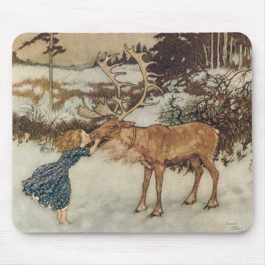 Vintag Gerda und Reindeer von Edmund Dulac Mousepad (Vorne)