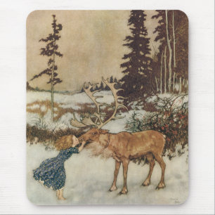 Vintag Gerda und Reindeer von Edmund Dulac Mousepad