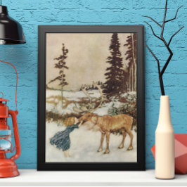 Vintag Gerda und Reindeer von Edmund Dulac Poster