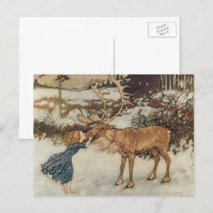 Vintag Gerda und Reindeer von Edmund Dulac Postkarte