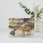 Vintag Gerda und Reindeer von Edmund Dulac Postkarte (Stehend Vorderseite)