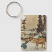 Vintag Gerda und Reindeer von Edmund Dulac Schlüsselanhänger (Vorderseite)