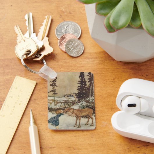 Vintag Gerda und Reindeer von Edmund Dulac Schlüsselanhänger (Schreibtisch)
