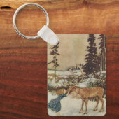 Vintag Gerda und Reindeer von Edmund Dulac Schlüsselanhänger (Vorderseite)