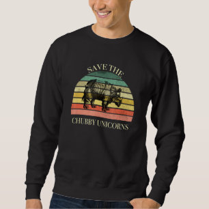 Vintag Gerettet Chubby-Einhorn für Rhino Lover Sweatshirt