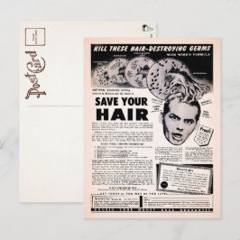 Vintag Gerettet Haarwerbung Postkarte