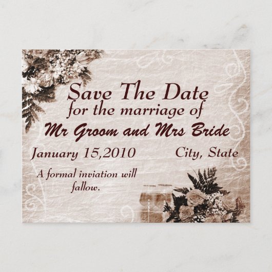 Vintag Gerettet PostCard Ankündigungspostkarte (Vorderseite)