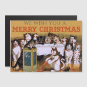 Vintag gesangsende Katzen Weihnachtsgrüße Magnetkarte (Vorne/Hinten)