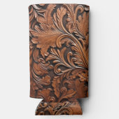 Vintag geschnitztes Leder Selters Dosenkühler (Rückseite)