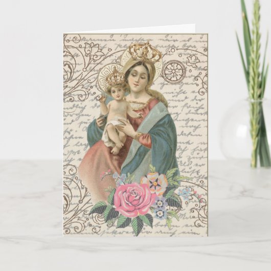Vintag gesegnete Jungfrau Mary Jesus Mother Day Karte (Vorderseite)