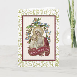 Vintag gesegnete Jungfrau Mary Jesus Mother Day Karte