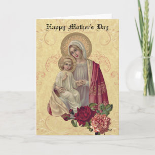 Vintag gesegnete Jungfrau Mary Jesus Mother Day Karte