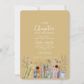 Vintag gestapelte Bücher - ein neues Kapitel Kinde Einladung (Vorderseite)