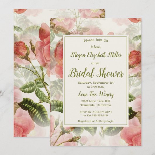 Vintag gestrichen einladung (Vorne/Hinten)