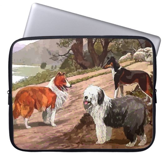 Vintag gestrichene Collies Notebook-Computer-Sieb Laptopschutzhülle (Vorderseite)