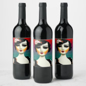 Vintag gestrichene Flapper Weinetikett (Flaschen)