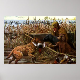 Vintag gestrichene Retrievers und Hunter Canvas Pr Poster