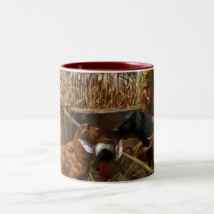 Vintag gestrichene Retrievers- und Jäger-Keramik-T Zweifarbige Tasse