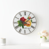 Vintag gestrichene Rose Personalisiert Große Wanduhr (Zuhause)