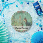 Vintag gestrichene Rustikale Osterkaninchenlandsch Pappteller (Party)