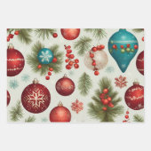 Vintag gestrichene Weihnachtsschmuck Geschenkpapier Set (Vorderseite 3)