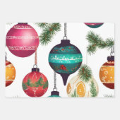 Vintag gestrichene Weihnachtsschmuck Geschenkpapier Set (Vorderseite)