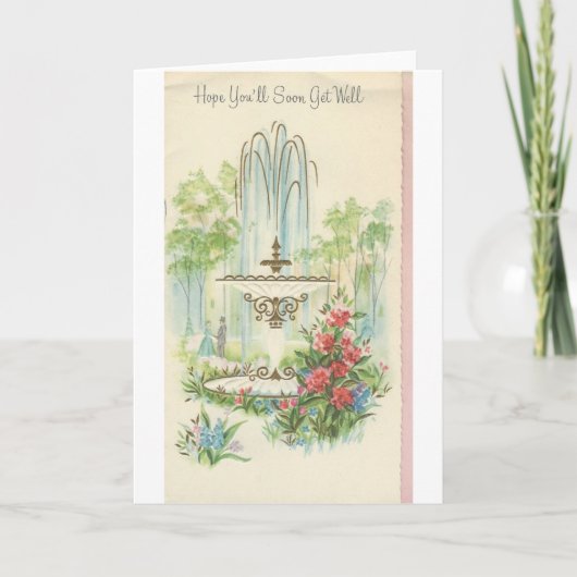 Vintag "Get well" mit Springbrunnen Karte (Vorderseite)