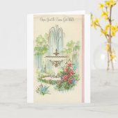 Vintag "Get well" mit Springbrunnen Karte (Gelbe Blume)