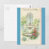 Vintag "Get well" mit Springbrunnen Postkarte (Vorne/Hinten)