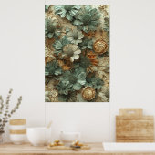Vintag getrocknetes Blumenmuster: Texturierte bota Poster (Küche)