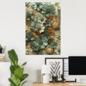 Vintag getrocknetes Blumenmuster: Texturierte bota Poster (Heimbüro)