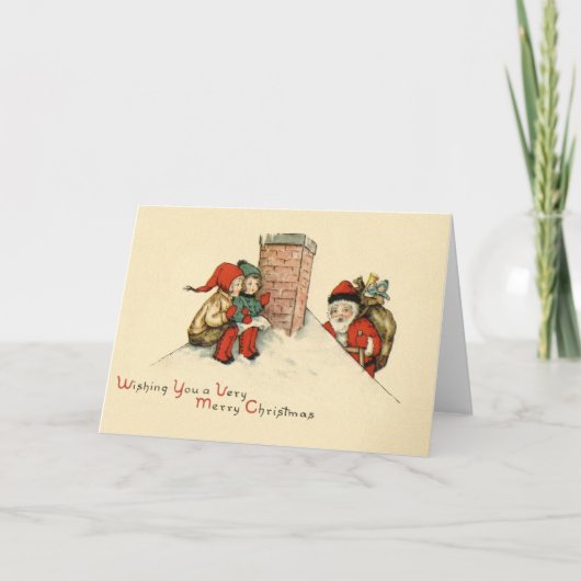 Vintag Gewartet Weihnachtskarte Feiertagskarte (Vorderseite)