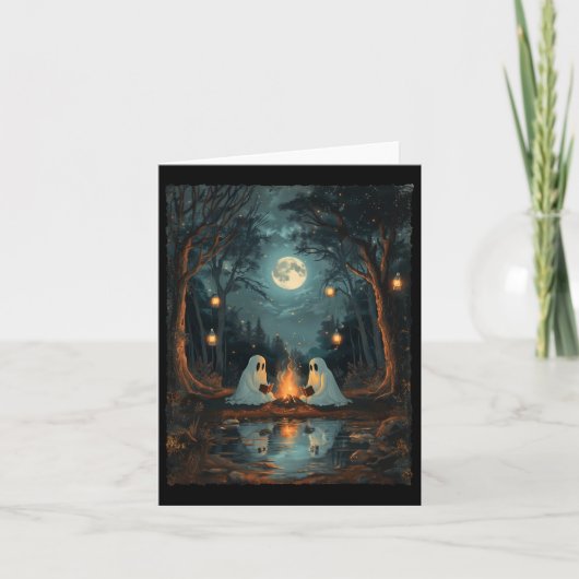Vintag Ghost Book Reading Camping Gothic Hallowee Karte (Vorderseite)