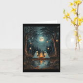 Vintag Ghost Book Reading Camping Gothic Hallowee Karte (Gelbe Blume)