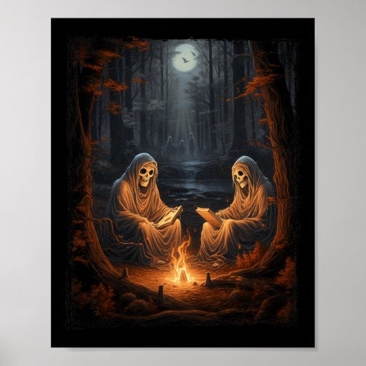 Vintag Ghost Book Reading Camping Gothic Hallowee Poster (Vorne)