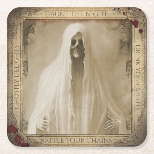 Vintag Ghost Halloween Creepy Rechteckiger Pappuntersetzer (Vorderseite)