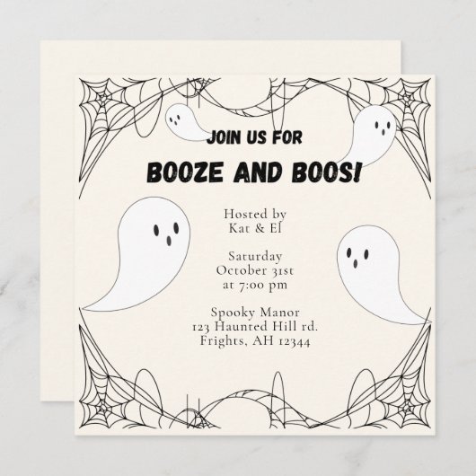 Vintag Ghost Halloween Einladung (Vorne/Hinten)