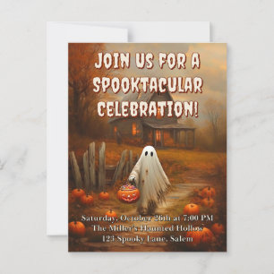 Vintag Ghost Halloween Trick oder Treat Postkarte