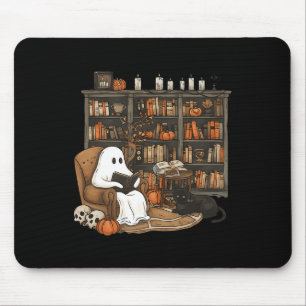 Vintag Ghost Reading Book Lovers Library Hallowee Mousepad