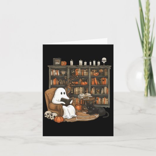 Vintag Ghost Reading Books Bibliothekarische Lehrh Karte (Vorderseite)