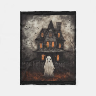 Vintag Ghost Spuk House Mitternacht Halloween Gho Fleecedecke