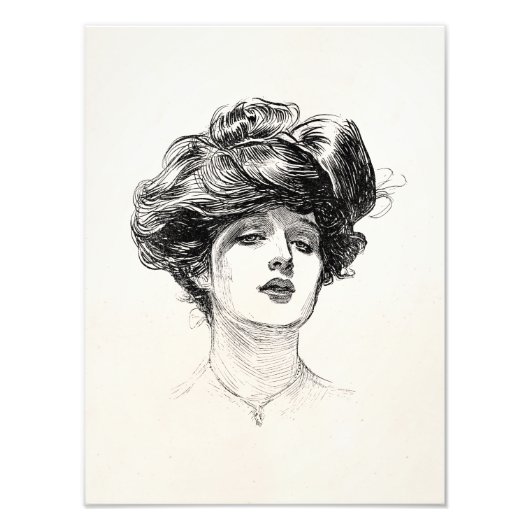 Vintag Gibson Girl Edwardian Retro Frauenportrait Fotodruck (Vorne)