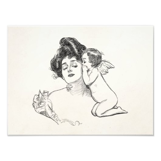 Vintag Gibson Girl Edwardian Woman Baby Cherub Fotodruck (Vorne)