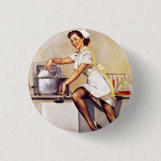 Vintag Gil Elvgren Retro Button Up Girl (Vorderseite)