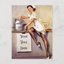 Vintag Gil Elvgren Retro Button Up Girl Postkarte