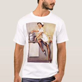 Vintag Gil Elvgren Retro Button Up Girl T-Shirt