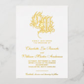 Vintag Gilded Monogram Wedding Folieneinladung (Vorderseite)