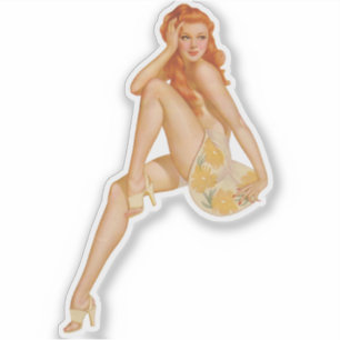 Vintag Ginger Pinup Aufkleber