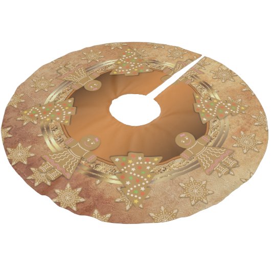 Vintag Gingerbrot Polyester Weihnachtsbaumdecke (Schrägansicht)
